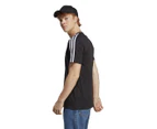 Adidas Men's Essentials Single Jersey 3-Stripes Tee / T-Shirt / Tshirt - Black/White