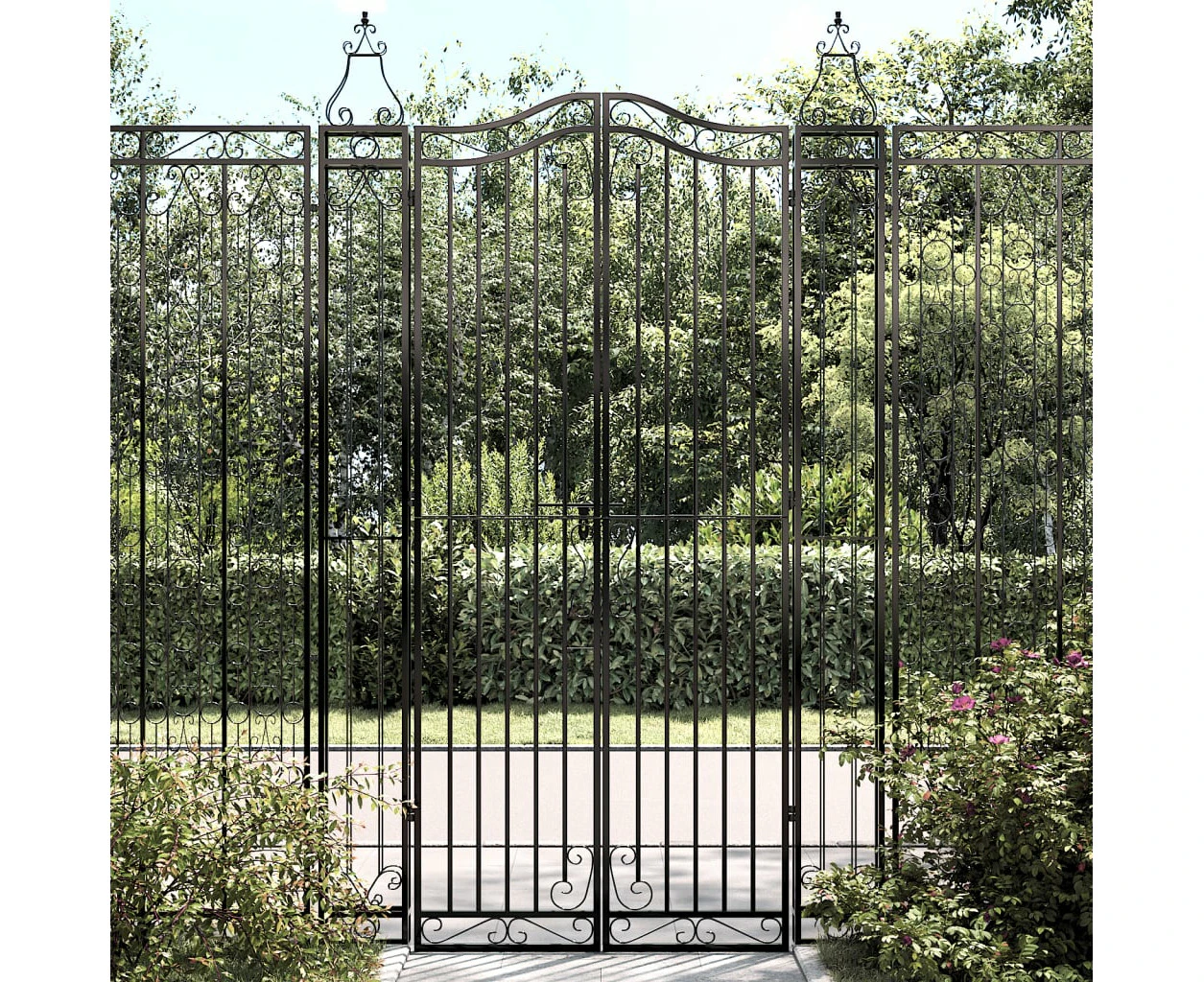 Garden Gate Black 121x8x200 cm Wrought Iron