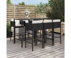 vidaXL 7 Piece Garden Bar Set with Cushions Black Poly Rattan