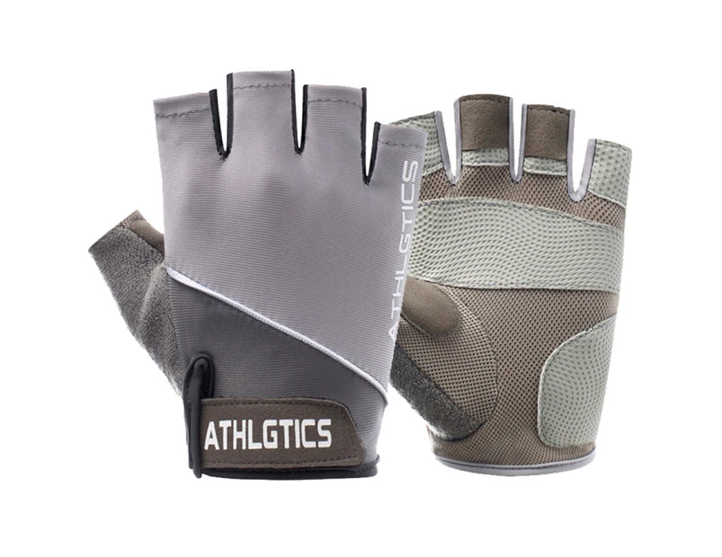 1 Pair Anti-slip Breathable Half Finger Riding Gym Fitness Gloves for Men Women - Grey