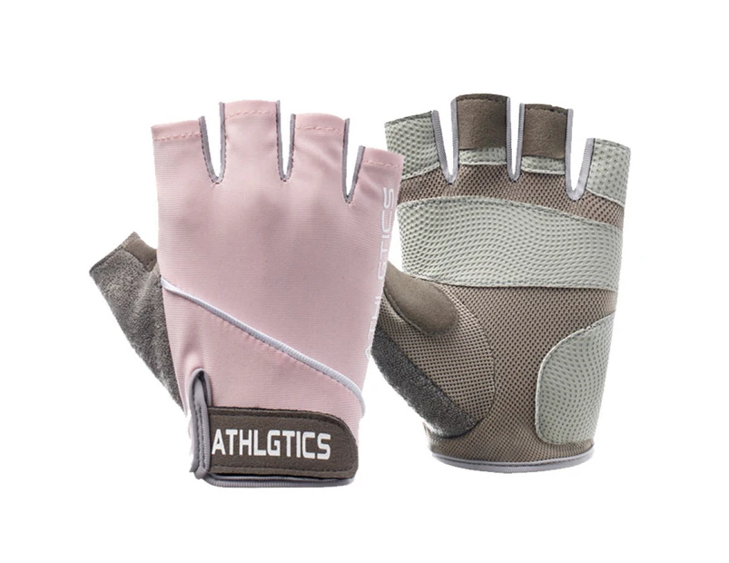 1 Pair Anti-slip Breathable Half Finger Riding Gym Fitness Gloves for Men Women - Pink
