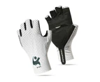 1 Pair Anti-slip Letter Print Suncreen Cycling Gloves Unisex Cycling Half-finger Gloves  for Summer - White