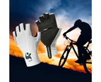 1 Pair Anti-slip Letter Print Suncreen Cycling Gloves Unisex Cycling Half-finger Gloves  for Summer - White