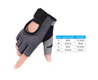 1 Pair Anti-slip Adjustable Training Gloves Hook Loop Fasteners Durable Half Finger Hand Wrist Palm Protector Gloves for Powerlifting - Grey