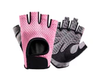 1 Pair Anti-slip Adjustable Training Gloves Hook Loop Fasteners Durable Half Finger Hand Wrist Palm Protector Gloves for Powerlifting - Pink