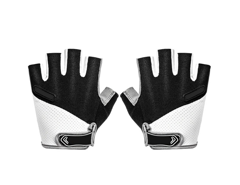 1 Pair Men Women Breathable Half Finger Cycling Anti Slip Pad MTB Bike Gloves - Black