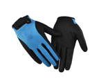 1 Pair Full Finger Gloves Breathable Antiskid Ice Silk Mesh Men Cycling Fitness Climbing Outdoor Training Sport Gloves for Gym - Blue