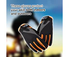 1 Pair Full Finger Gloves Breathable Touch Screen Ice Silk Antiskid Cycling Gloves for Climbing Outdoor Sports Travel - Black Orange