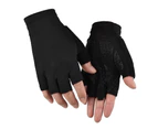 1 Pair Cycling Gloves Sunscreen Antiskid Mesh Fabric Outdoor Sports Fitness Driving Breathable Gloves for Skate Skateboard - Black