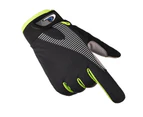 1 Pair Full Finger Gloves Breathable Touch Screen Ice Silk Antiskid Cycling Gloves for Climbing Outdoor Sports Travel - Black Green