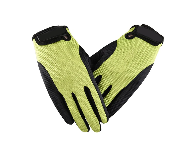 1 Pair Full Finger Gloves Breathable Antiskid Ice Silk Mesh Men Cycling Fitness Climbing Outdoor Training Sport Gloves for Gym - Green