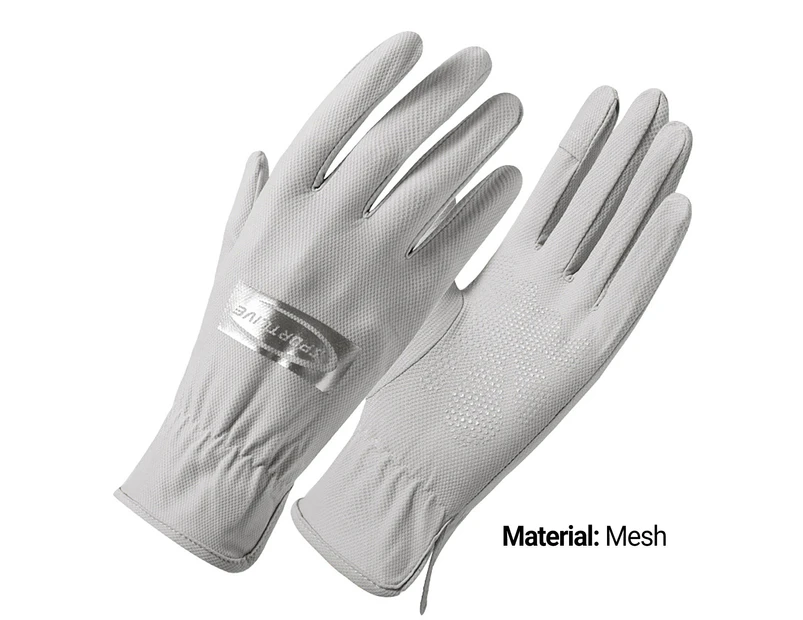1 Pair Flippable Fingertips Anti-slip Silicone Sun Protection Gloves Elastic Cuff Ladies Anti-UV Sunscreen Mesh Thin Gloves Cycling Accessories - Light Grey