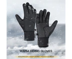1 Pair Fleece Skiing Gloves Waterproof Reflective Touch Screen Design Ski Gloves for Sports - Black