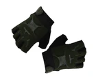 1 Pair Fastener Tape Design Anti-slip Particles Kids Cycling Gloves Camouflage Printing Half Finger Shockproof Boys Girls Sports Gloves Sports Accessory - Green B
