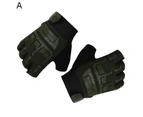 1 Pair Fastener Tape Design Anti-slip Particles Kids Cycling Gloves Camouflage Printing Half Finger Shockproof Boys Girls Sports Gloves Sports Accessory - Green A