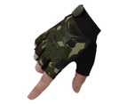 1 Pair Fastener Tape Design Anti-slip Particles Kids Cycling Gloves Camouflage Printing Half Finger Shockproof Boys Girls Sports Gloves Sports Accessory - Camouflage B
