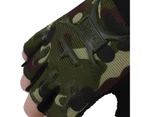 1 Pair Fastener Tape Design Anti-slip Particles Kids Cycling Gloves Camouflage Printing Half Finger Shockproof Boys Girls Sports Gloves Sports Accessory - Camouflage B