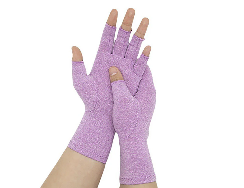 1 Pair Driving Gloves UV Block Breathable Half Finger Non-slip Unisex Fitness Gloves for Outdoor Sports - Purple