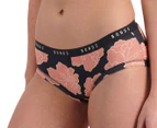 Bonds Women's Cottontails Midi Briefs 3-Pack - Tuscan Blooms Charcoal/Macadamia/Melting Blush