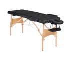 Portable Massage Table 55cm 2 Fold Foldable Wooden Beauty SPA Treatment Waxing Lift Up Massage Bed - Black