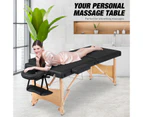 Portable Massage Table 55cm 2 Fold Foldable Wooden Beauty SPA Treatment Waxing Lift Up Massage Bed - Black
