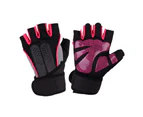 1 Pair Weight Lifting Training Fitness Antiskid Wrist Wrap Half Finger Gloves - Pink