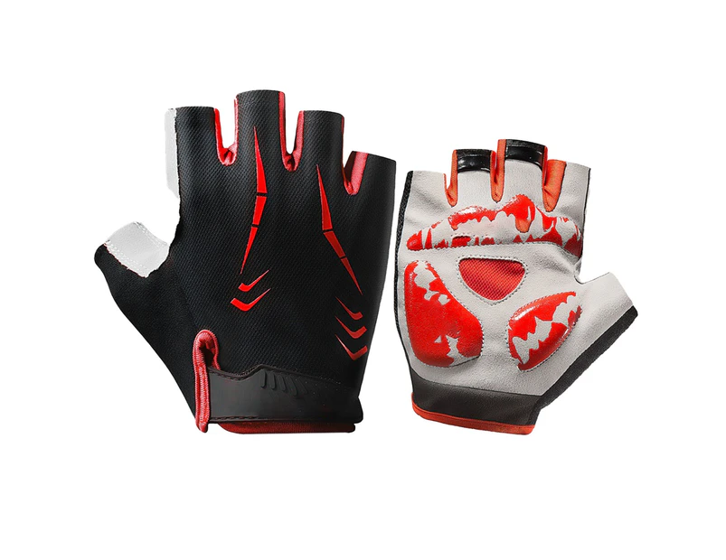 1 Pair Workout Gloves Half Finger Breathable Nylon Wrist Support Cycling Bike Gloves for Cycling - Red