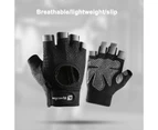 1 Pair Workout Gloves Half Finger Palm Protection Nylon Breathable Exercise Gloves Gym Gloves for Fitness - Black