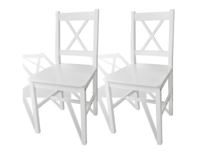 vidaXL Dining Chairs 2 pcs White Pinewood