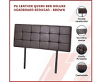 PU Leather Queen Bed Deluxe Headboard Bedhead - Brown