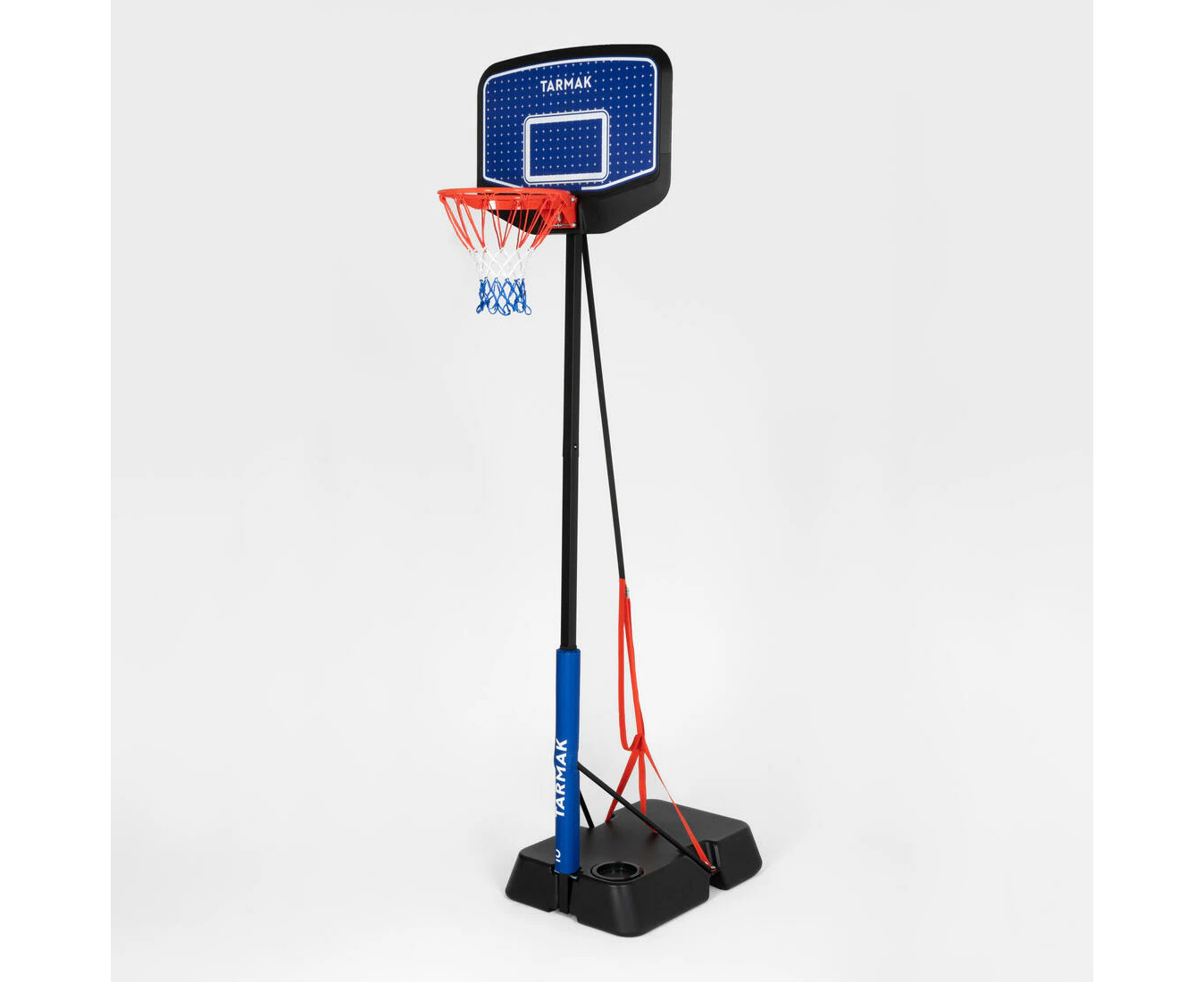 DECATHLON TARMAK Kids' Adjustable (1.6m to 2.2m) Basketball Hoop on Stand K900 - Blue/Black