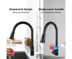 Gooseneck Pull Out Tap Kitchen Sink Mixer Tap 360 swivel Round Black Laundry sink Kitchen Faucets