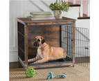 UNHO Furniture Style Wooden Dog Crate Cage Kennel w/ Double Doors Sofa Side End Table