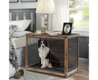 UNHO Furniture Style Wooden Dog Crate Cage Kennel w/ Double Doors Sofa Side End Table