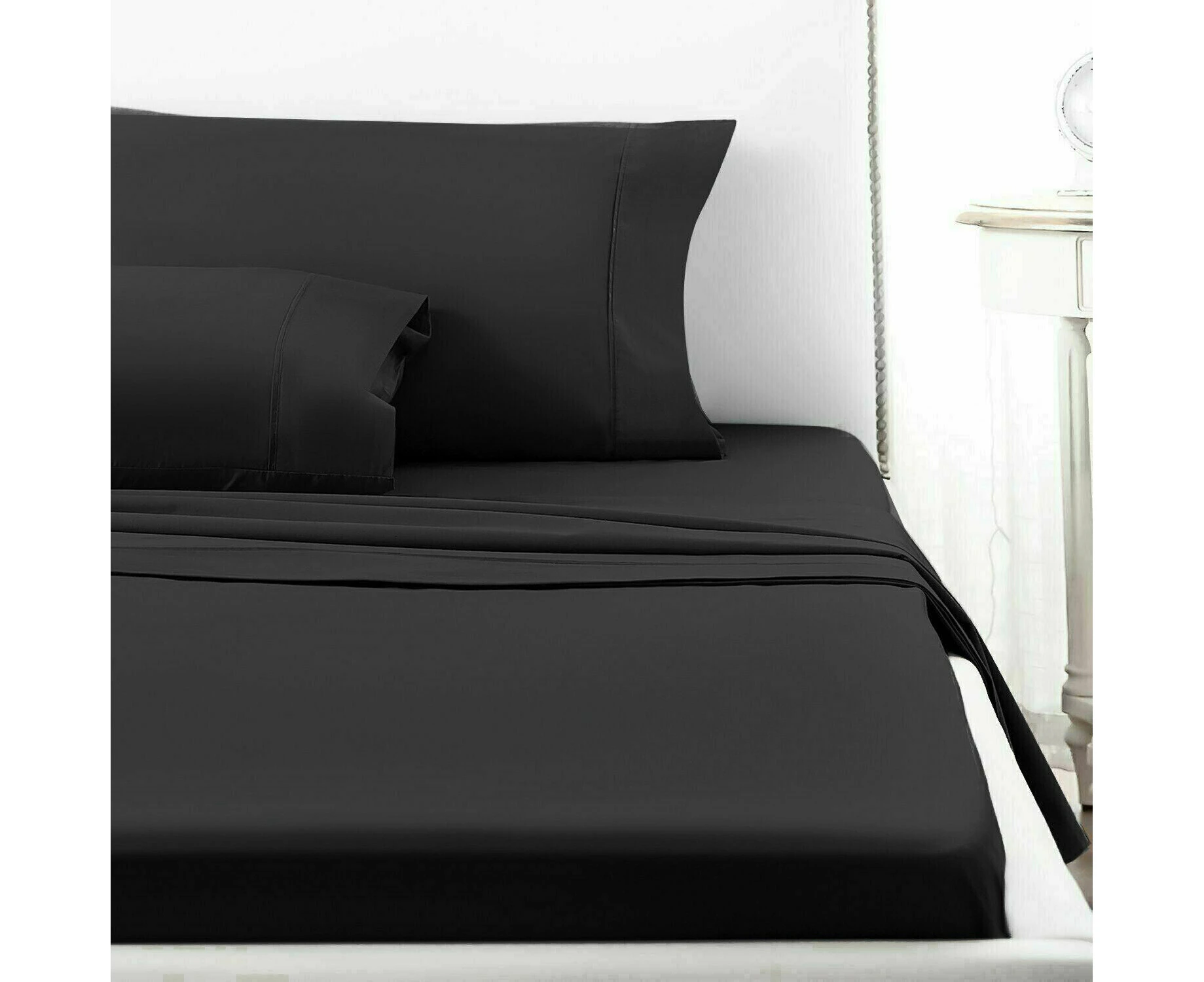 Black 2000TC Ultra SOFT FLAT & FITTED Sheet Set Queen/King/Super Size