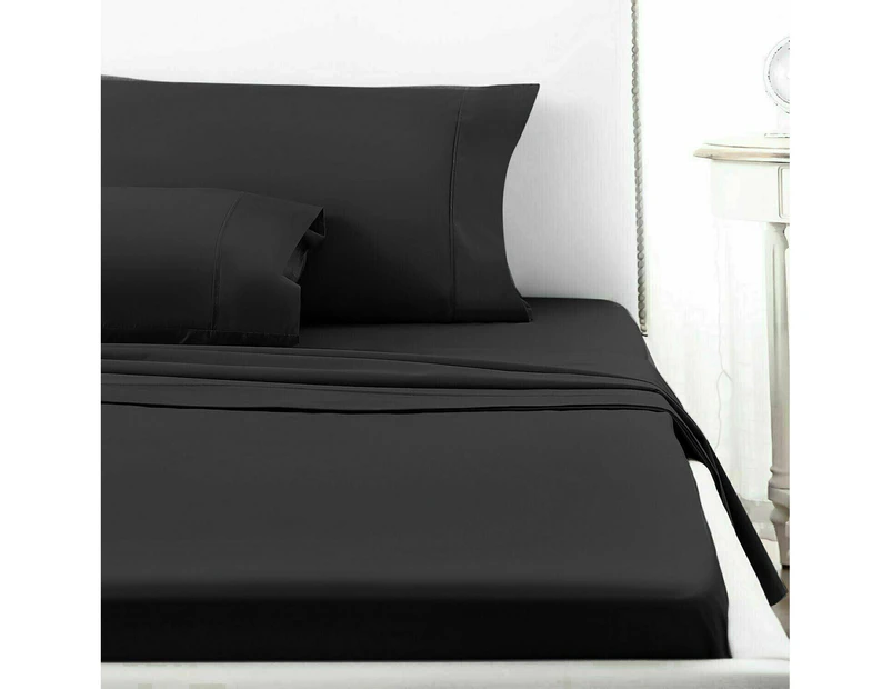 Black 2000TC Ultra SOFT FLAT & FITTED Sheet Set Queen/King/Super Size