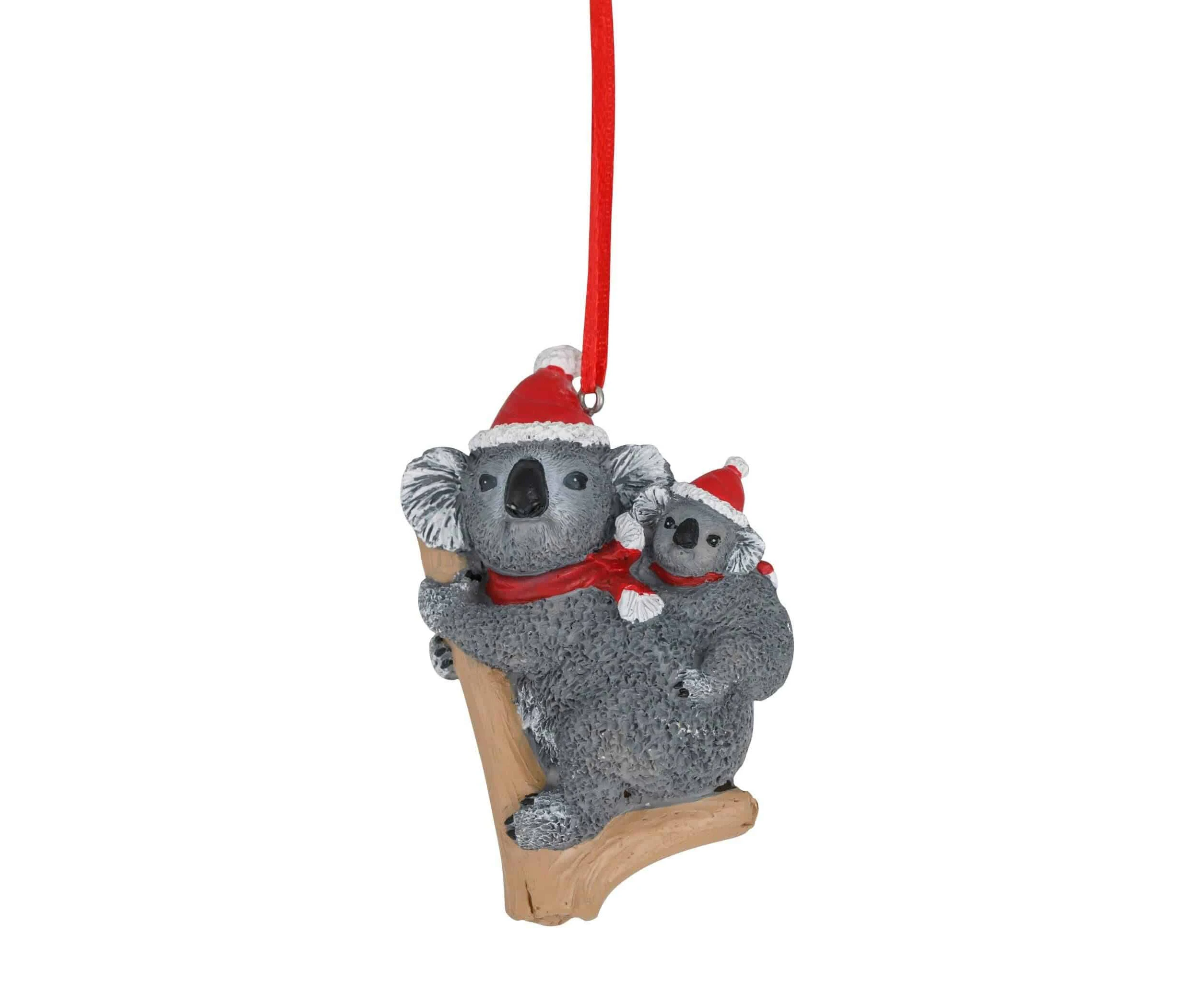 Christmas Australian Koala with Joey Hanging Figure - 8cm