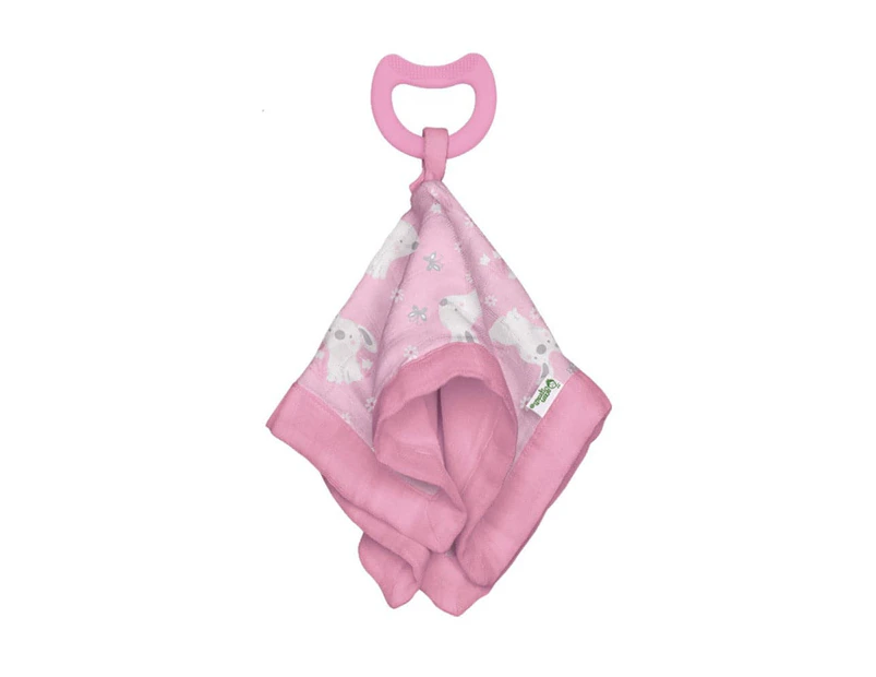 i.Play |  Blankie Teether made from Organic Cotton - 3months+ - Pink Bunny