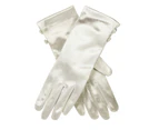 Dents Womens Satin Wrist Length Occasion Gloves with 2 Button Trim - Ivory