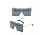 Oversized Rimless Sunglasses Fashion Women Metal Gradient Sun glasses Luxury Lady Sunglass Eyewear UV400 Shades-Gold Grey