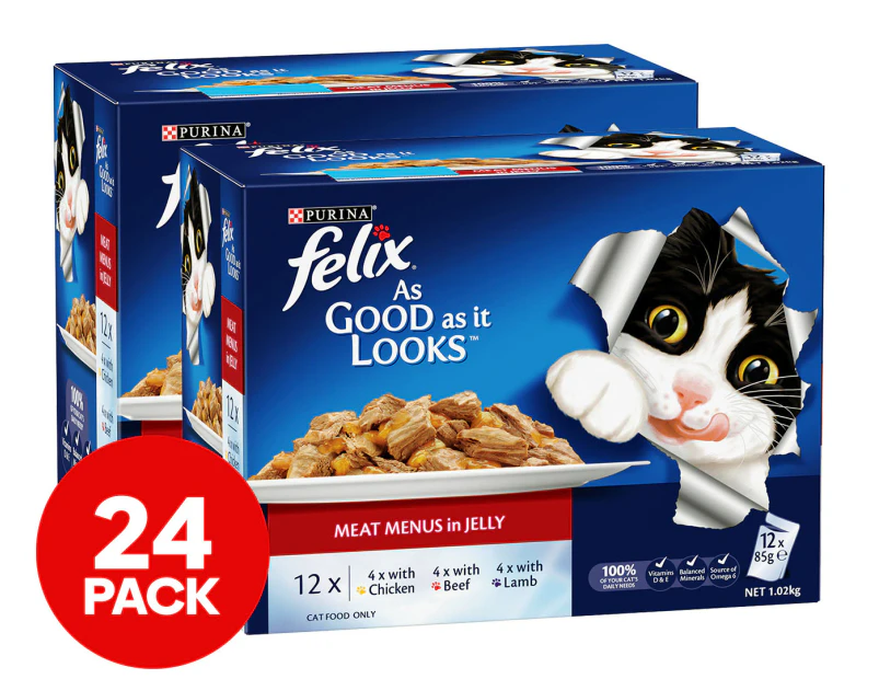 2 x 12pk Felix As Good As It Looks Cat Food Meat Menus in Jelly