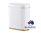 ELPHECO Waterproof Motion Sensor Bin with Lid Small Automatic Touchless Rubbish Bin for Bathroom Kitchen White Gold