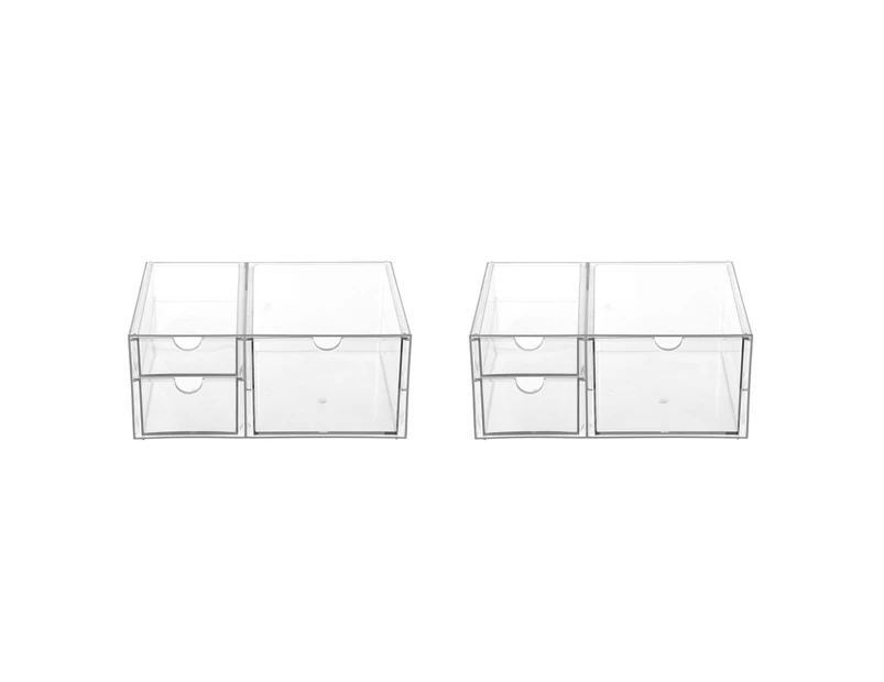 2x Boxsweden 25.5cm Crystal 3 Drawer Station Shelf Storage Home Organiser Clear