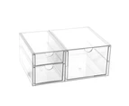 2x Boxsweden 25.5cm Crystal 3 Drawer Station Shelf Storage Home Organiser Clear