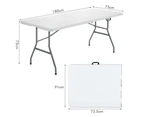 Giantex 1.8M Folding Camping Table Portable Picnic Table Outdoor Indoor w/Carrying Handle, White