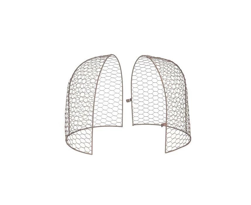 2pc Tunnel Cloche Ends 30cm Wire Mesh Outdoor Garden Yard/Patio Home Decor Brown