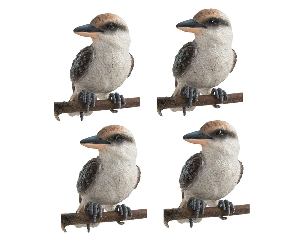 4x Garden Polyresin 12cm Kookaburra Pot Sitter Outdoor Ornament Yard Patio Decor