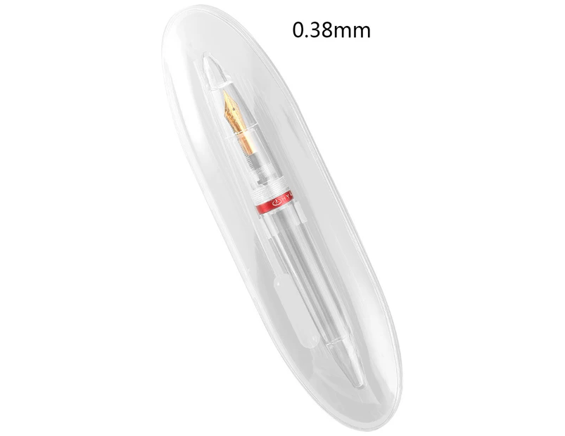 Acrylic Fountain Pen Transparent Pen Barrel Large Ink Capacity Remove to Refill - Red - 0.38mm