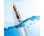 Acrylic Fountain Pen Transparent Pen Barrel Large Ink Capacity Remove to Refill - Blue - 0.38mm