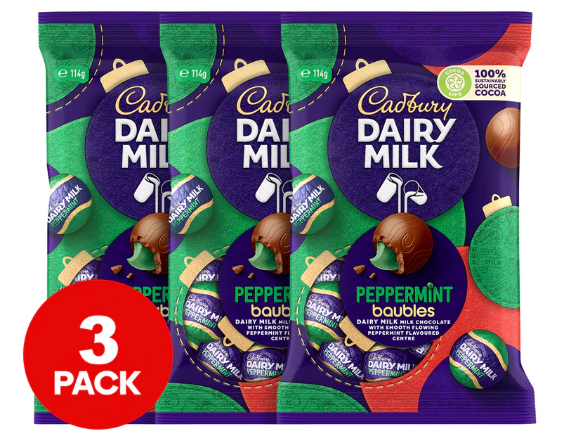 3 x Cadbury Dairy Milk Baubles Peppermint 114g